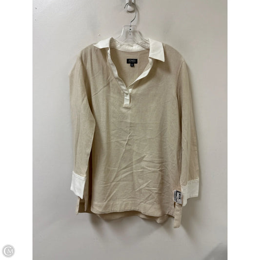 Top Long Sleeve By Jones New York In Tan, Size: L