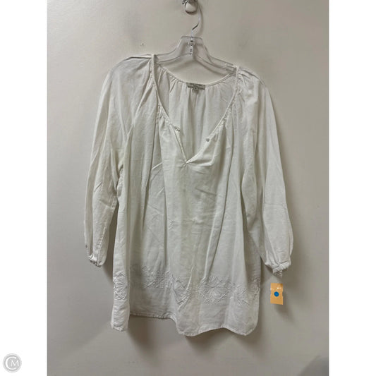 Top Long Sleeve By Anne Carson In White, Size: 1x