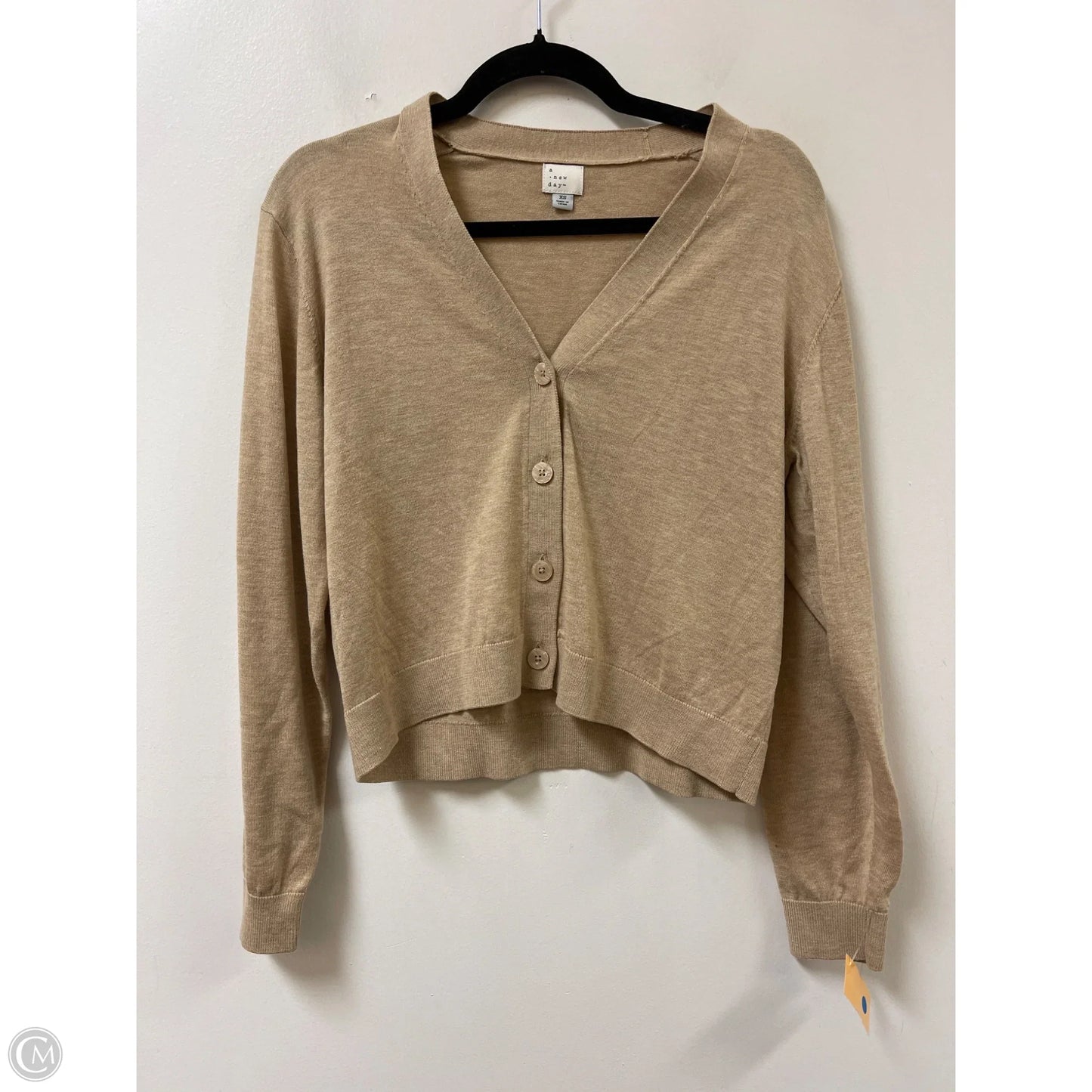 Sweater Cardigan By A New Day In Tan, Size: Xs