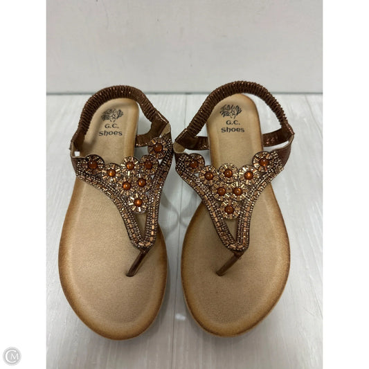 Sandals Flats By Clothes Mentor In Brown, Size: 8