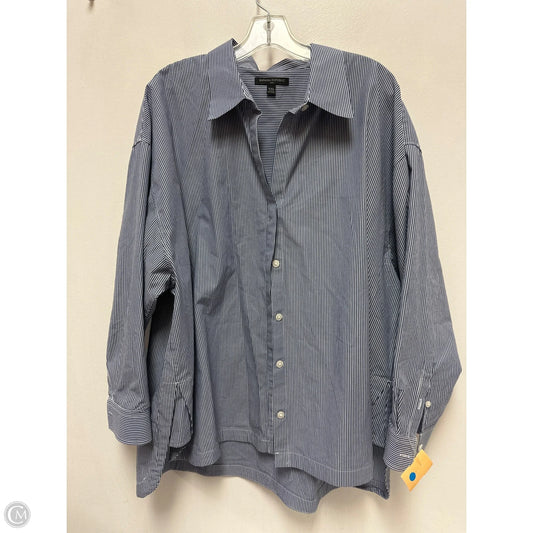 Blouse Long Sleeve By Banana Republic In Blue, Size: 1x