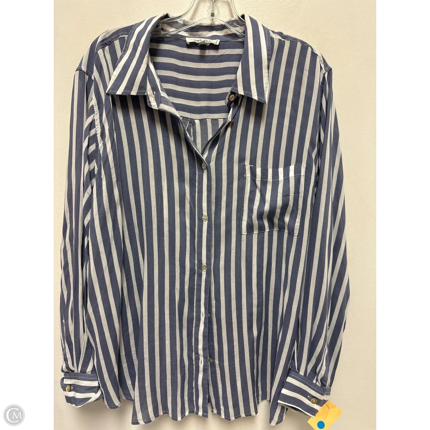 Blouse Long Sleeve By Workshop In Blue, Size: 2x