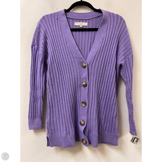 Sweater Cardigan By Loft In Purple, Size: M