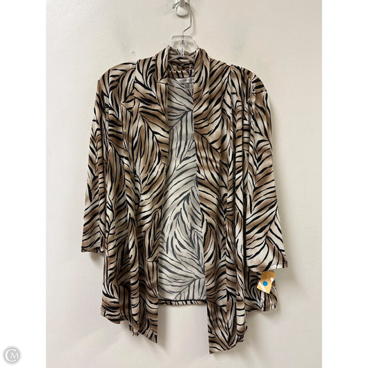 Sweater Cardigan By Peter Nygard In Animal Print, Size: L
