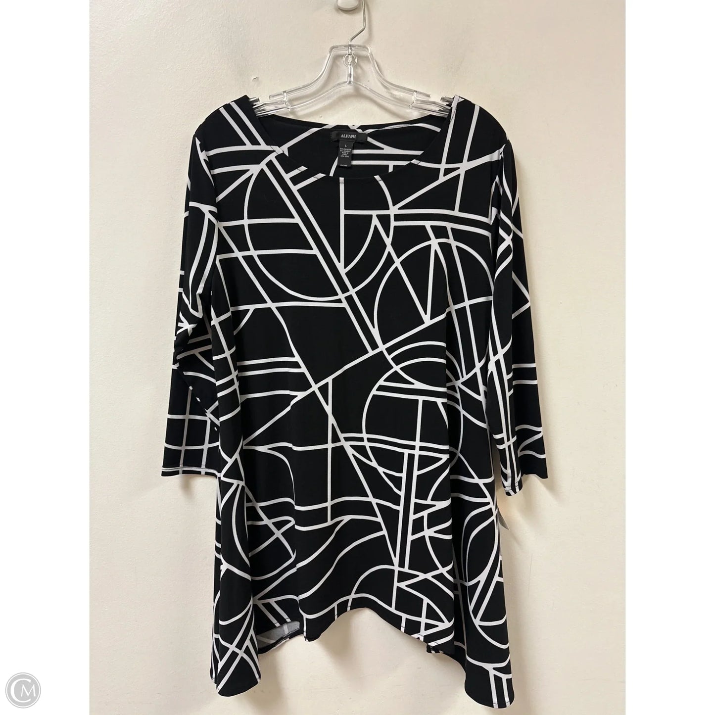 Tunic Long Sleeve By Alfani In Black, Size: L