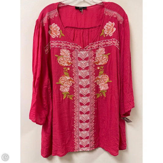 Top Long Sleeve By Andree By Unit In Pink, Size: 3x