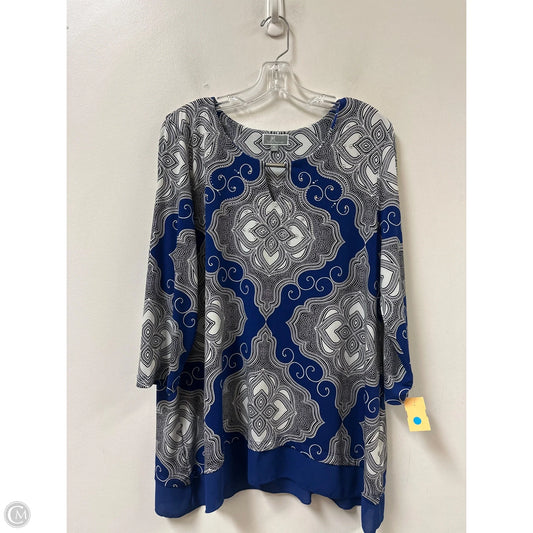 Top Long Sleeve By Jm Collections In Blue, Size: Xl