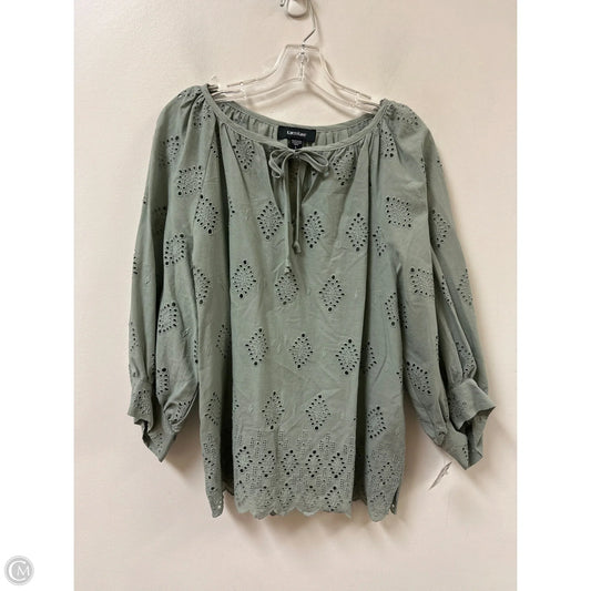 Top Long Sleeve By Karen Kane In Green, Size: L