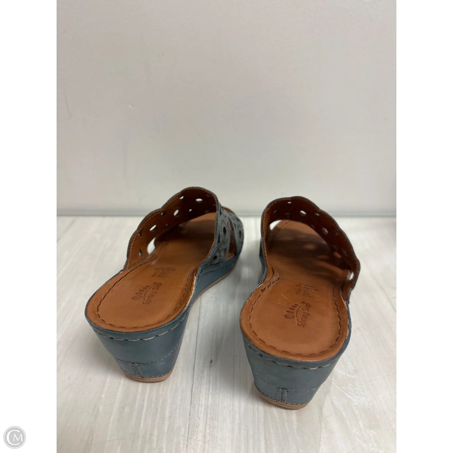 Sandals Heels Wedge By Spring Step In Blue, Size: 7.5