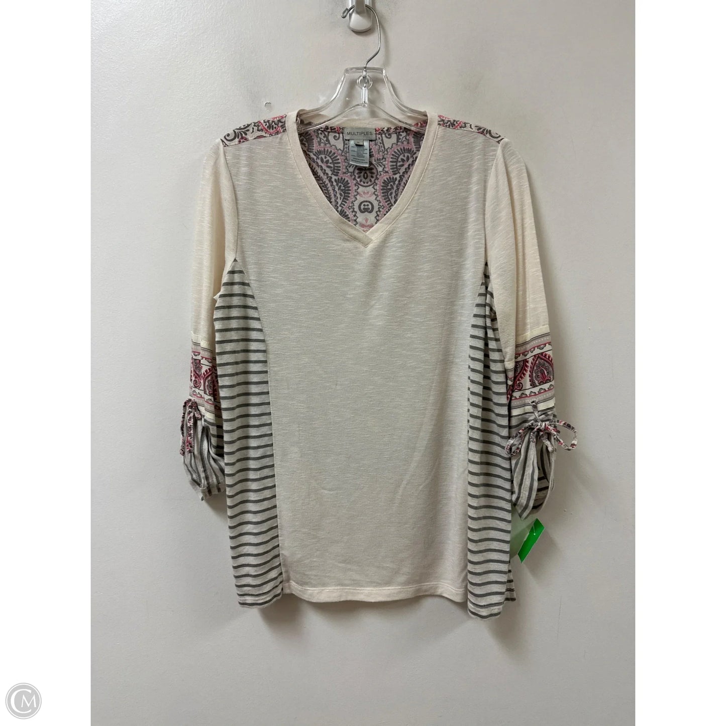 Top Long Sleeve By Multiples In Cream, Size: M