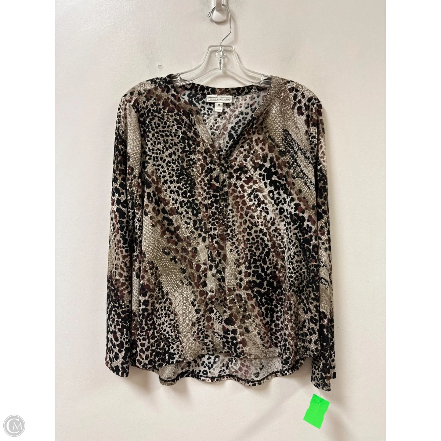 Top Long Sleeve By Dana Buchman In Snakeskin Print, Size: M