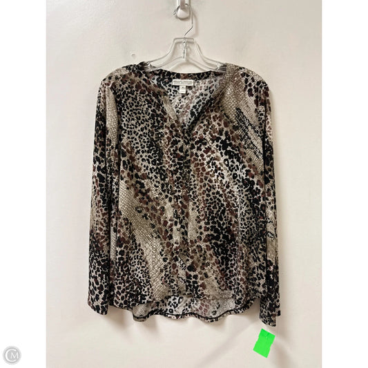 Top Long Sleeve By Dana Buchman In Snakeskin Print, Size: M