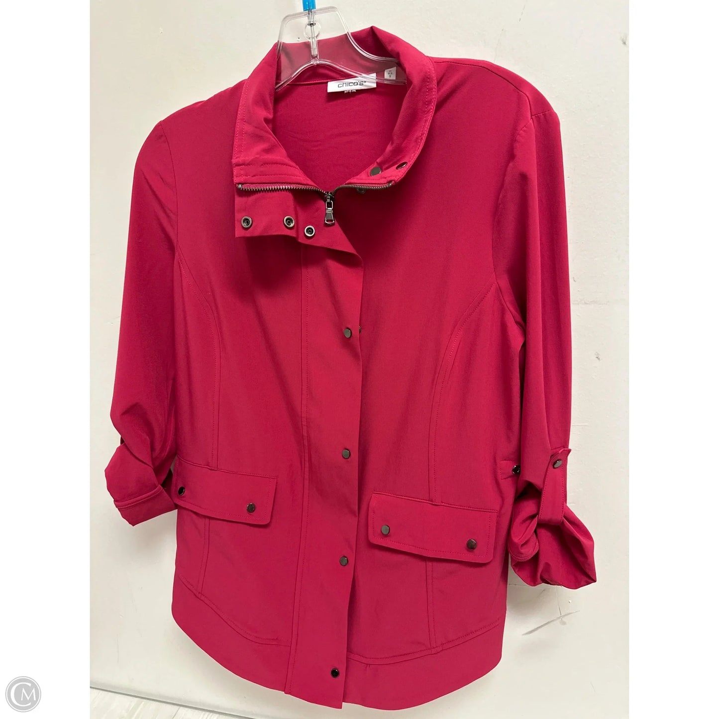 Jacket Windbreaker By Chicos In Pink, Size: S