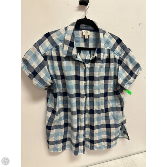 Blouse Short Sleeve By St Johns Bay In Blue, Size: 1x