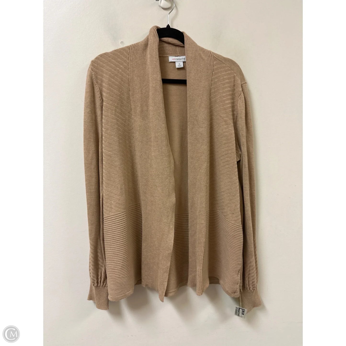 Sweater Cardigan By Liz Claiborne In Tan, Size: M