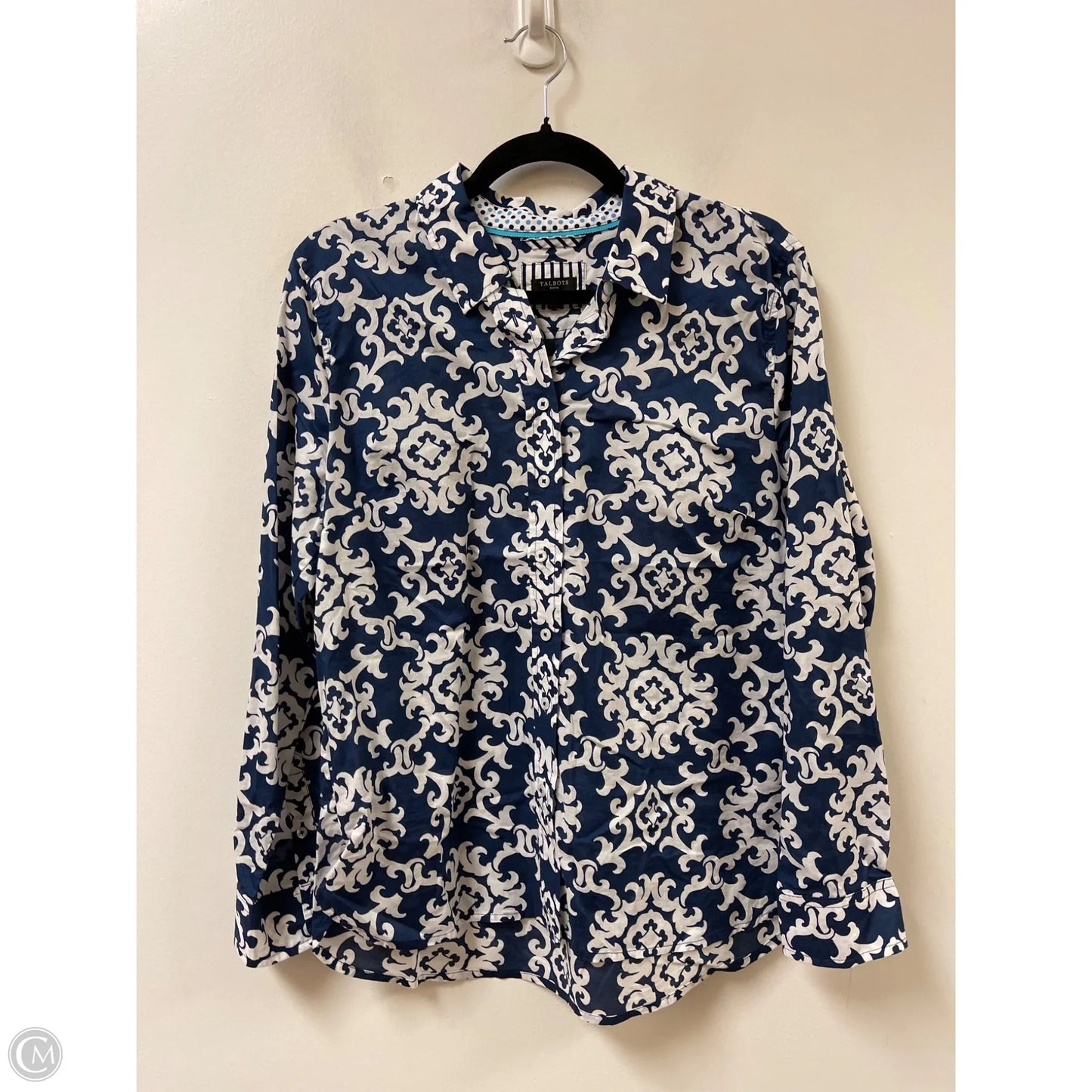 Blouse Long Sleeve By Talbots In Navy, Size: L