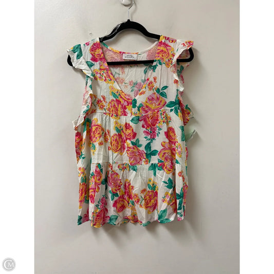 Top Short Sleeve By Emily Wonder In Floral Print, Size: L