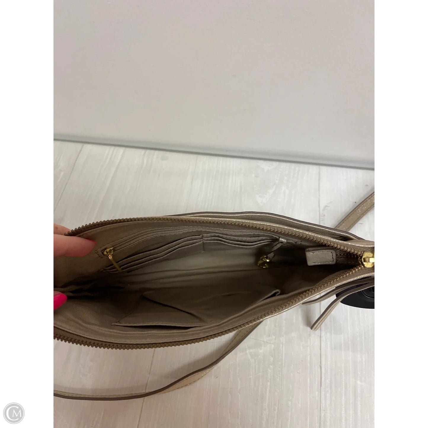 Handbag Leather By Fossil, Size: Medium
