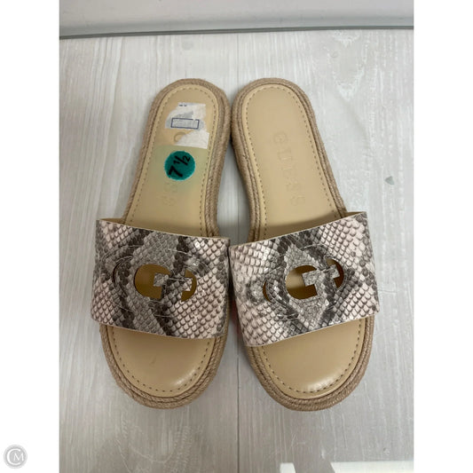 Sandals Flats By Guess In Snakeskin Print, Size: 7.5
