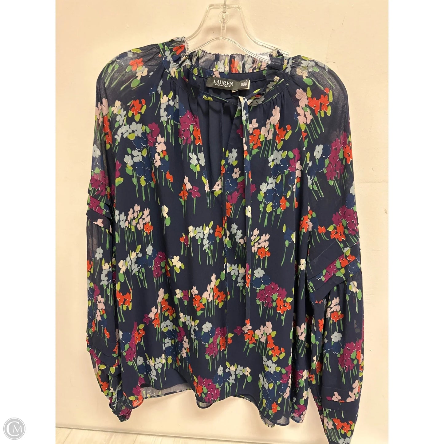 Top Long Sleeve By Lauren By Ralph Lauren In Navy, Size: Xl