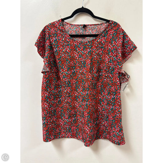 Top Short Sleeve By Shein In Floral Print, Size: 3x