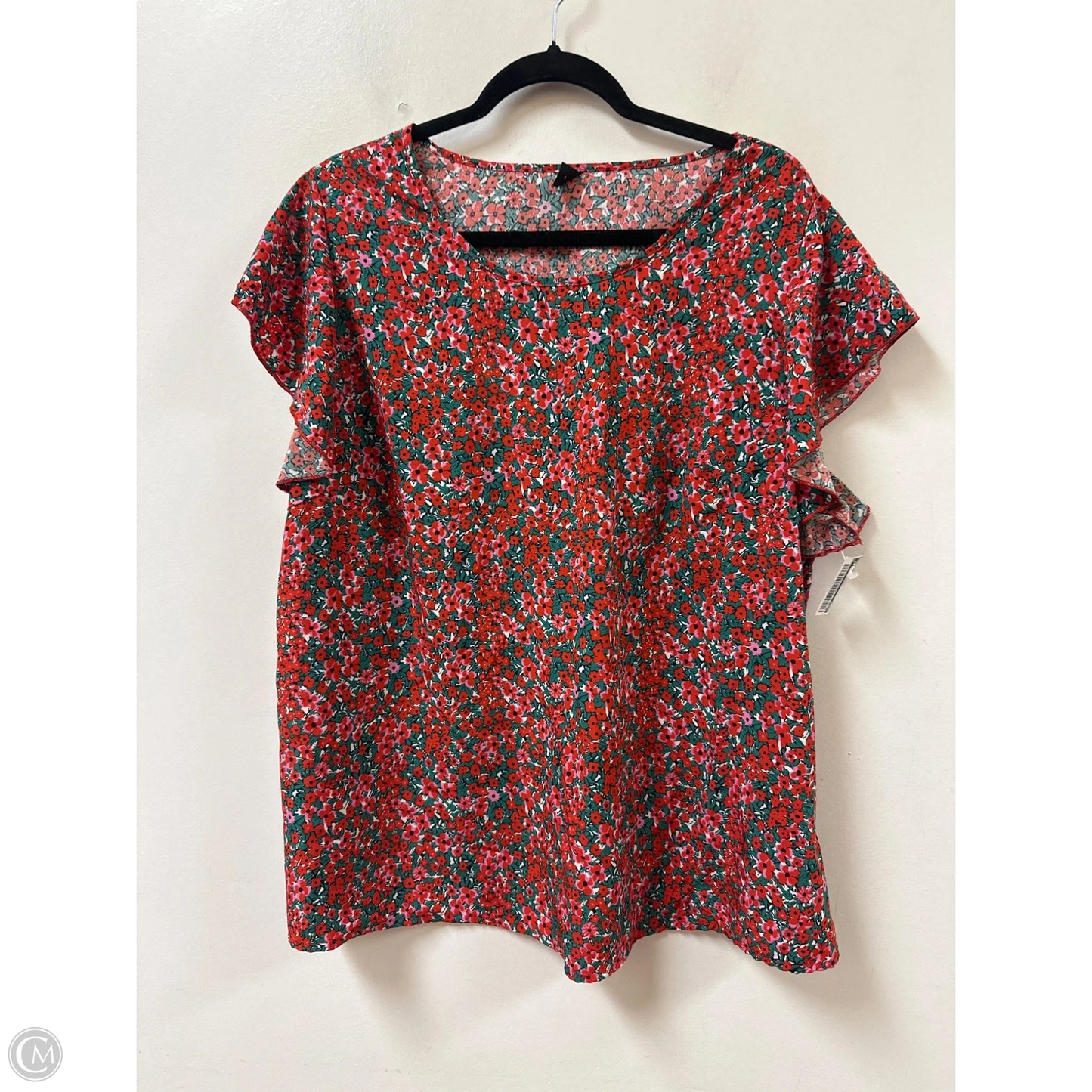 Top Short Sleeve By Shein In Floral Print, Size: 3x