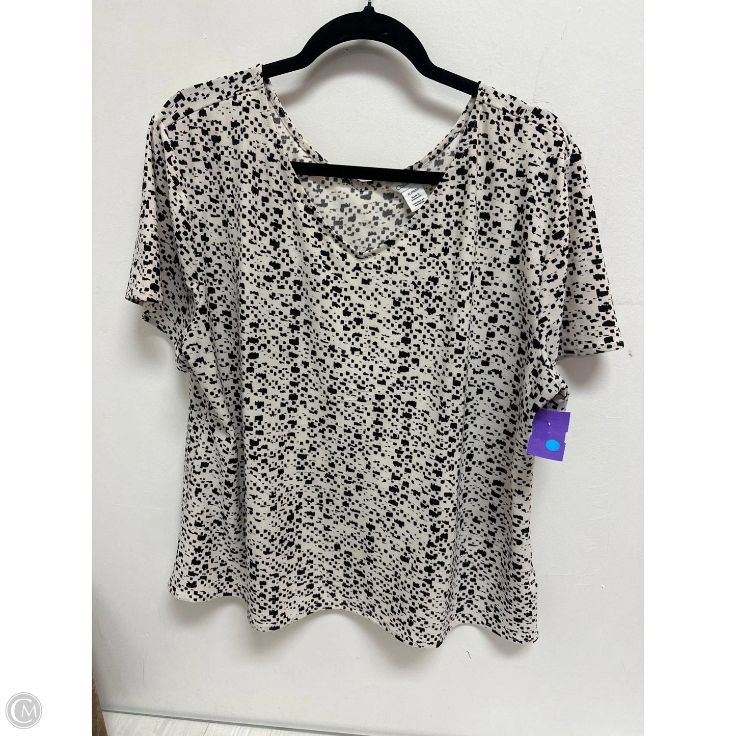 Top Short Sleeve By Calvin Klein In Black & White, Size: Xl