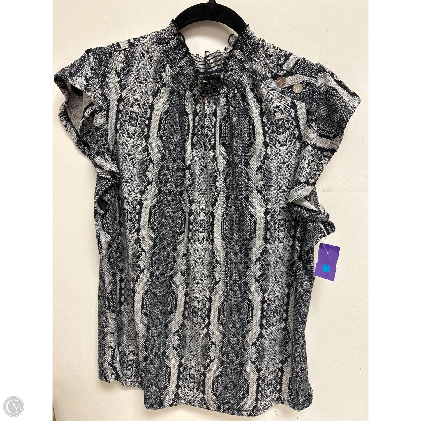 Top Short Sleeve By Adrienne Vittadini In Snakeskin Print, Size: Xl