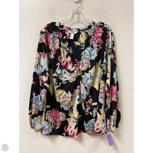 Top Long Sleeve By White House Black Market In Floral Print, Size: L