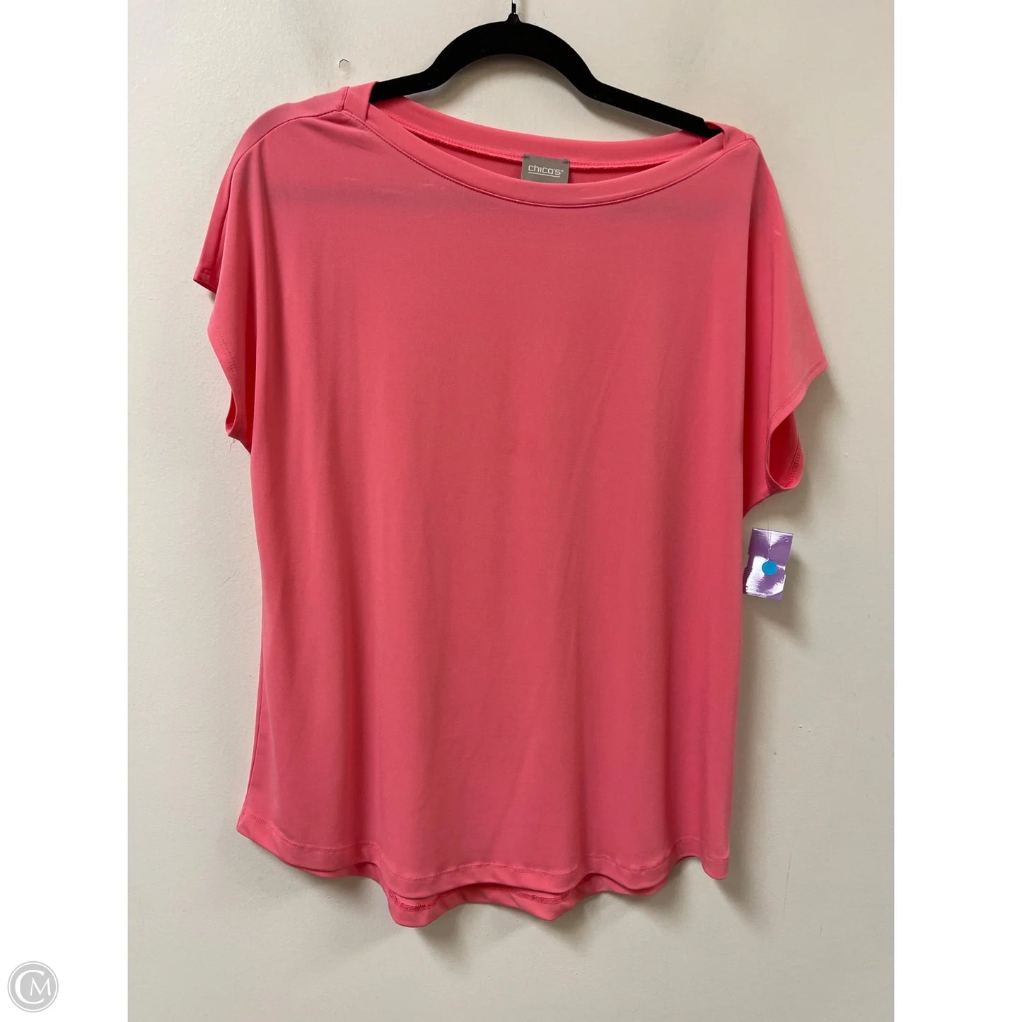 Top Short Sleeve By Chicos In Pink, Size: L