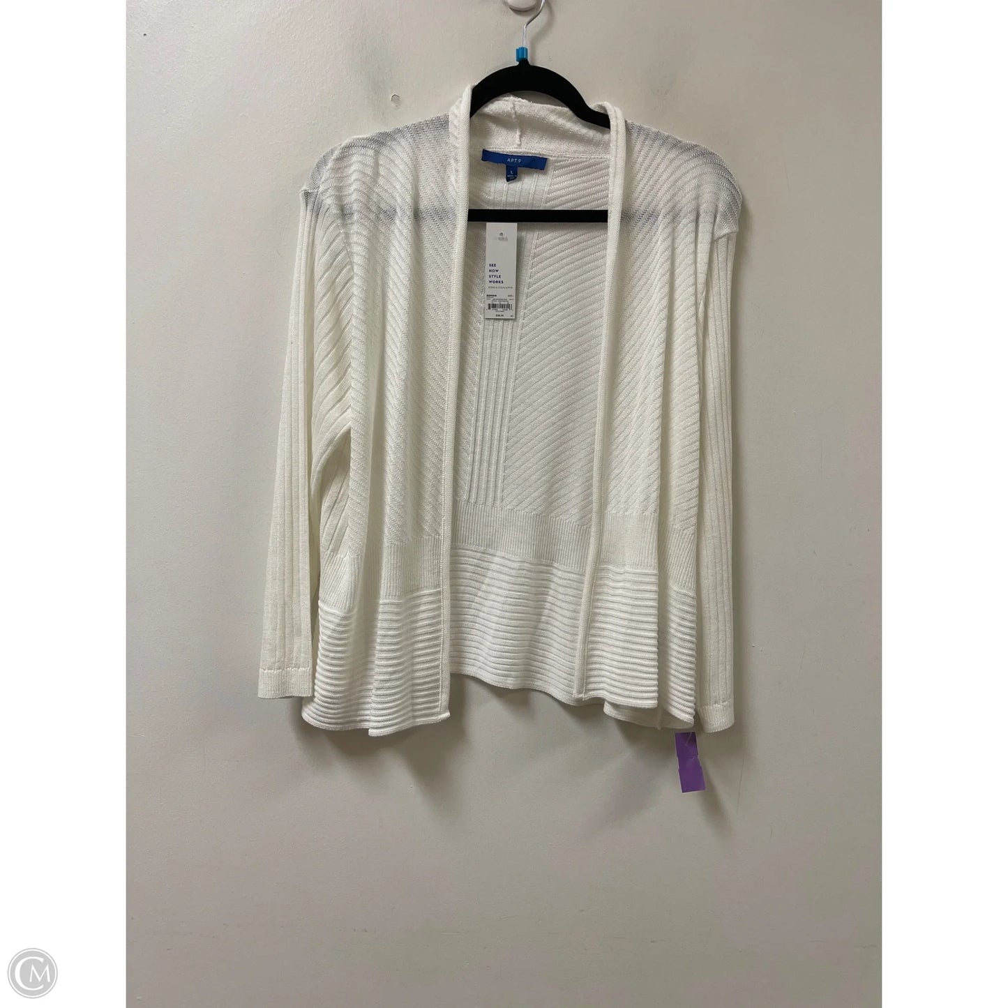 Sweater Cardigan By Apt 9 In White, Size: L