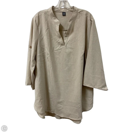 Tunic Long Sleeve By Shein In Tan, Size: 3x