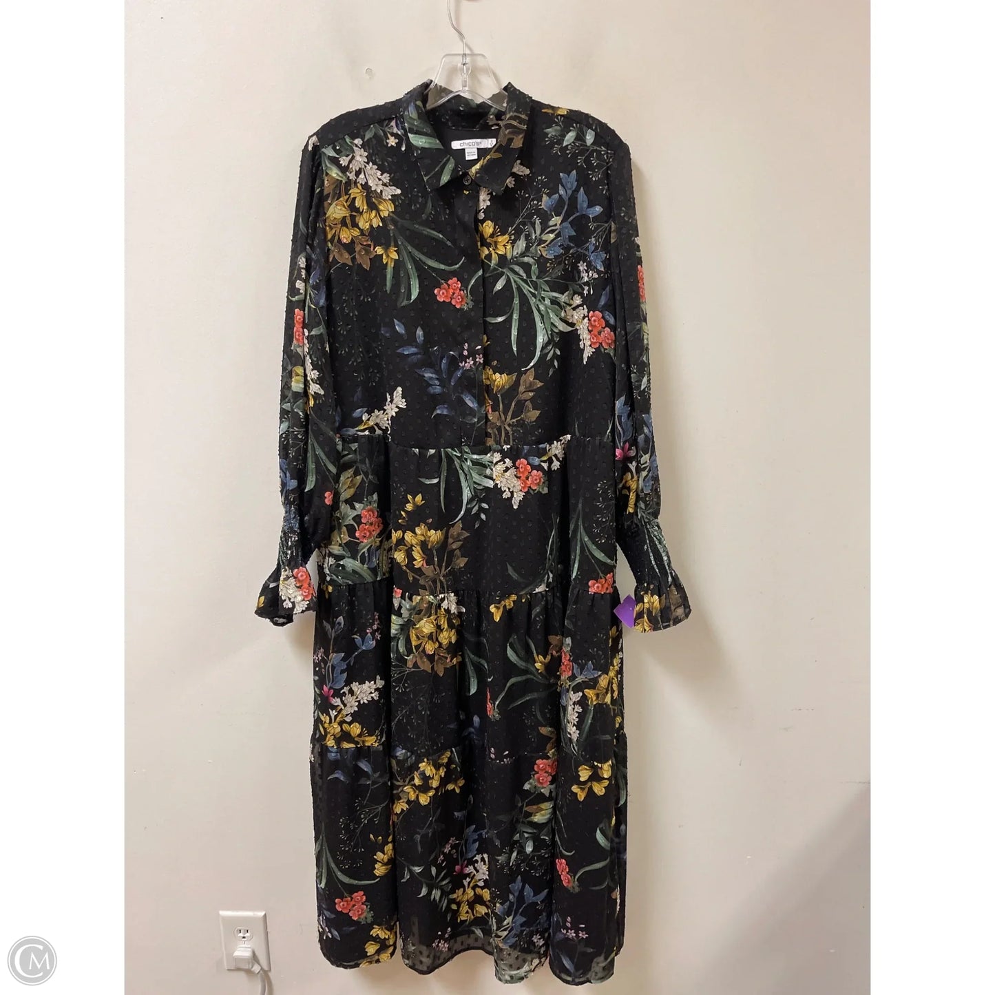 Dress Casual Maxi By Chicos In Floral Print, Size: Xl