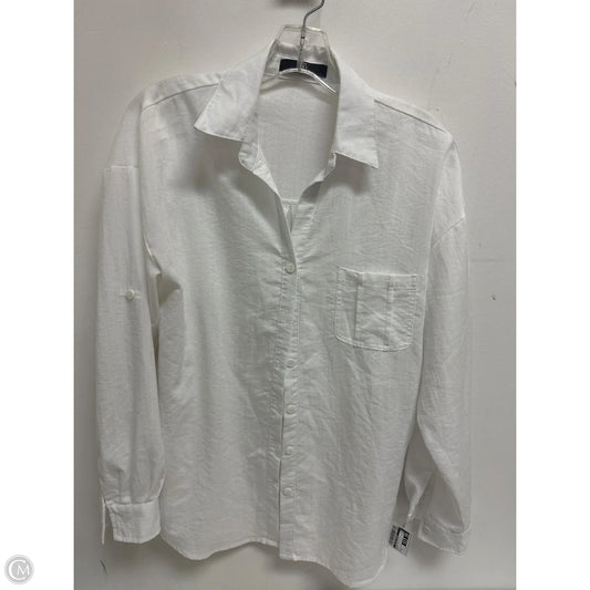 Blouse Long Sleeve By Clothes Mentor In White, Size: M