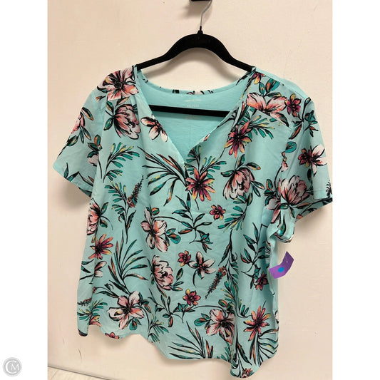 Top Short Sleeve By Van Heusen In Blue, Size: 1x