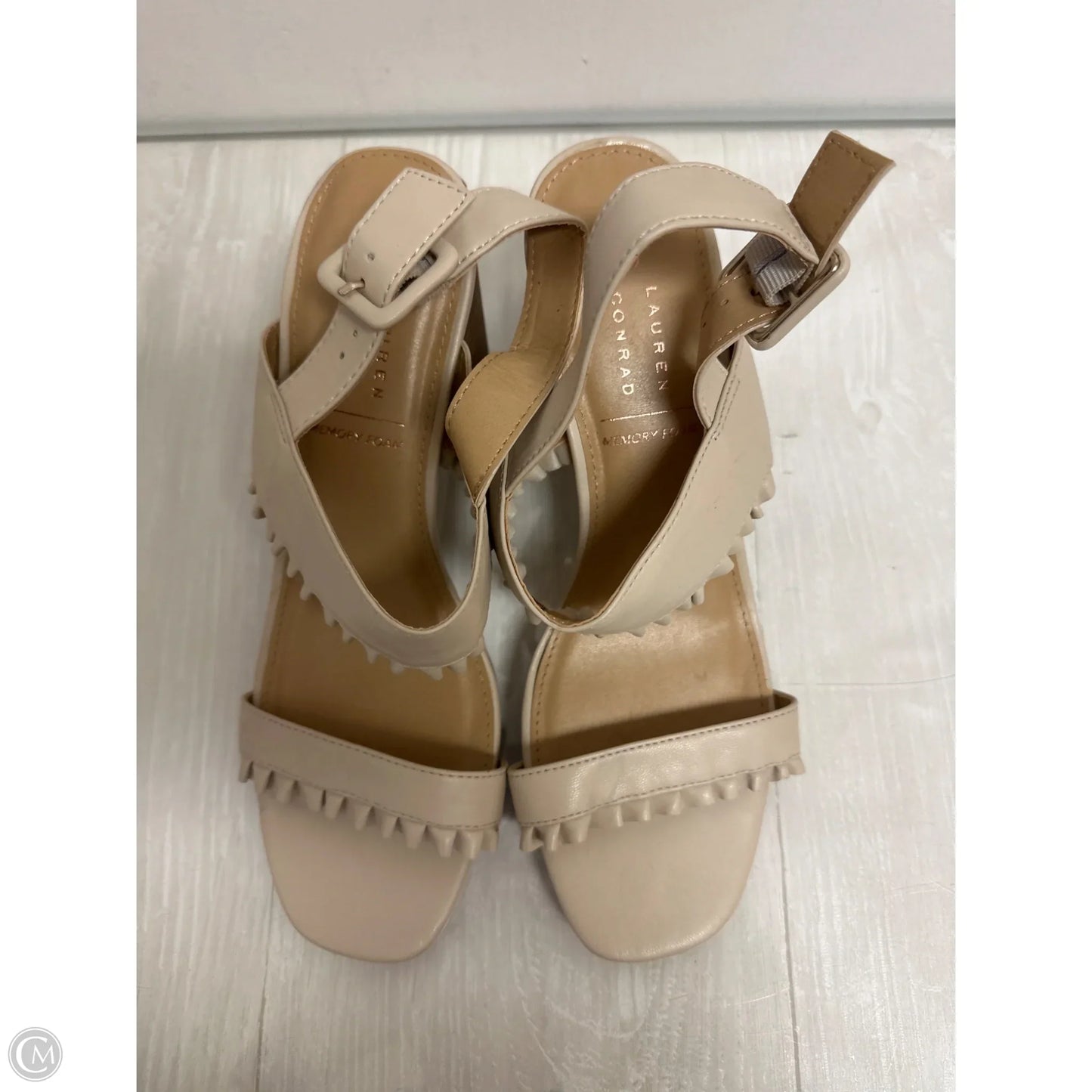 Sandals Heels Block By Lc Lauren Conrad In Cream, Size: 8.5