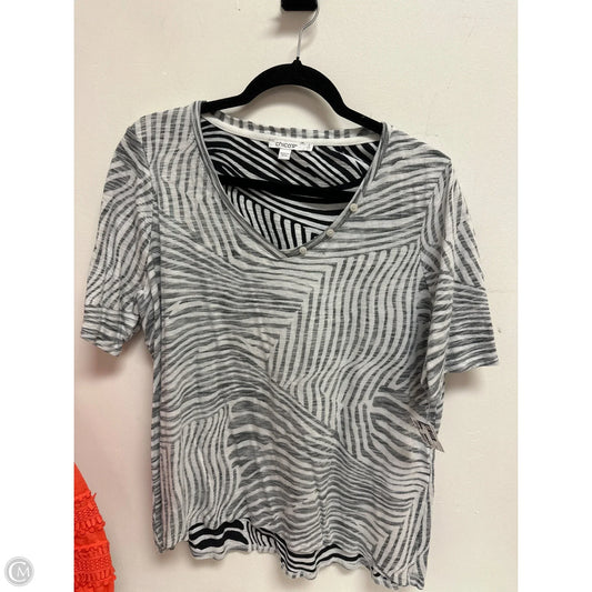Top Short Sleeve By Chicos In Grey, Size: L