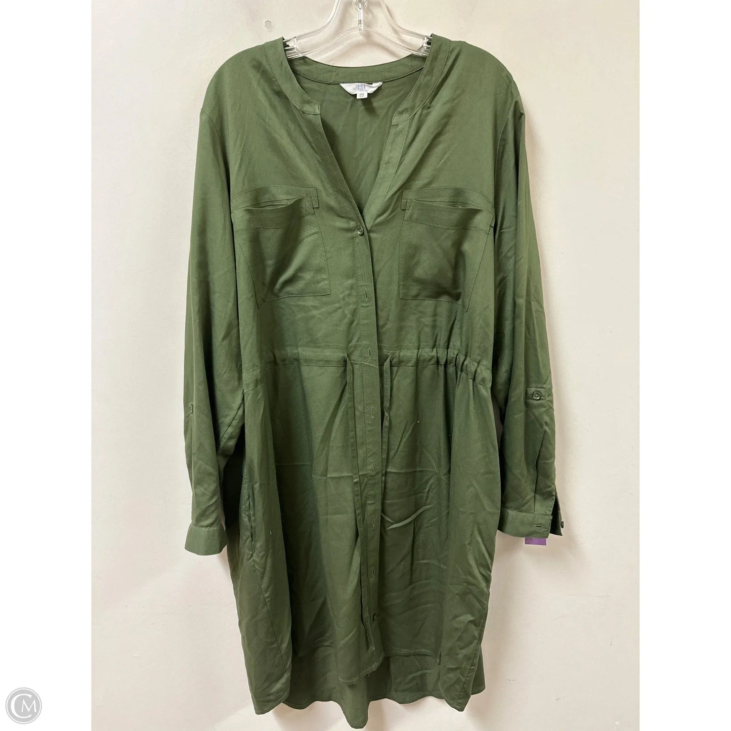 Dress Casual Midi By Time And Tru In Green, Size: 1x