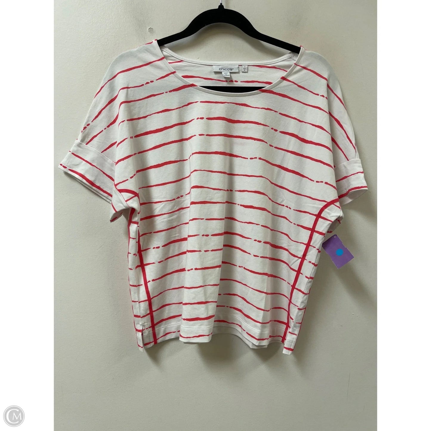 Top Short Sleeve By Chicos In Coral, Size: M