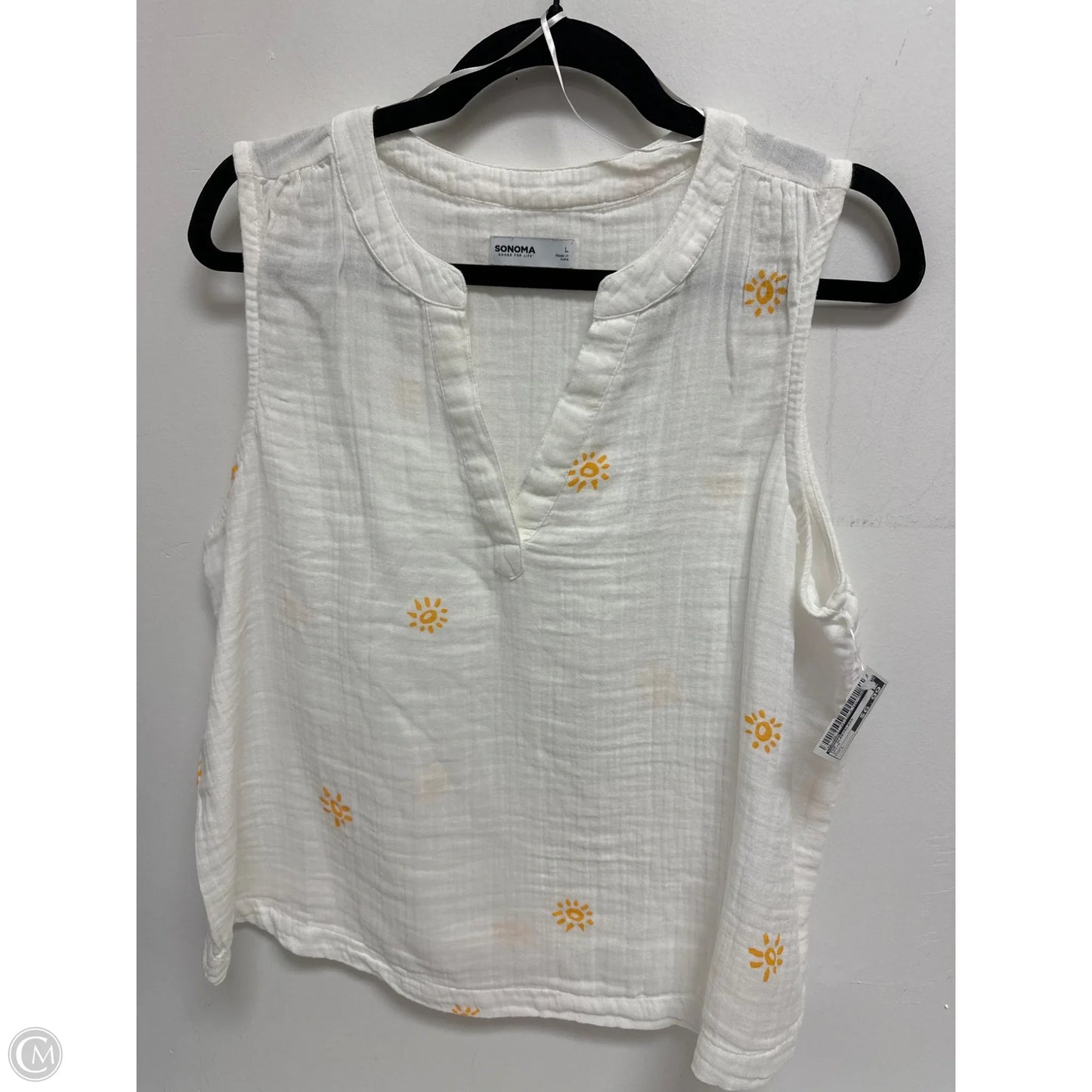 Top Sleeveless By Sonoma In White, Size: L
