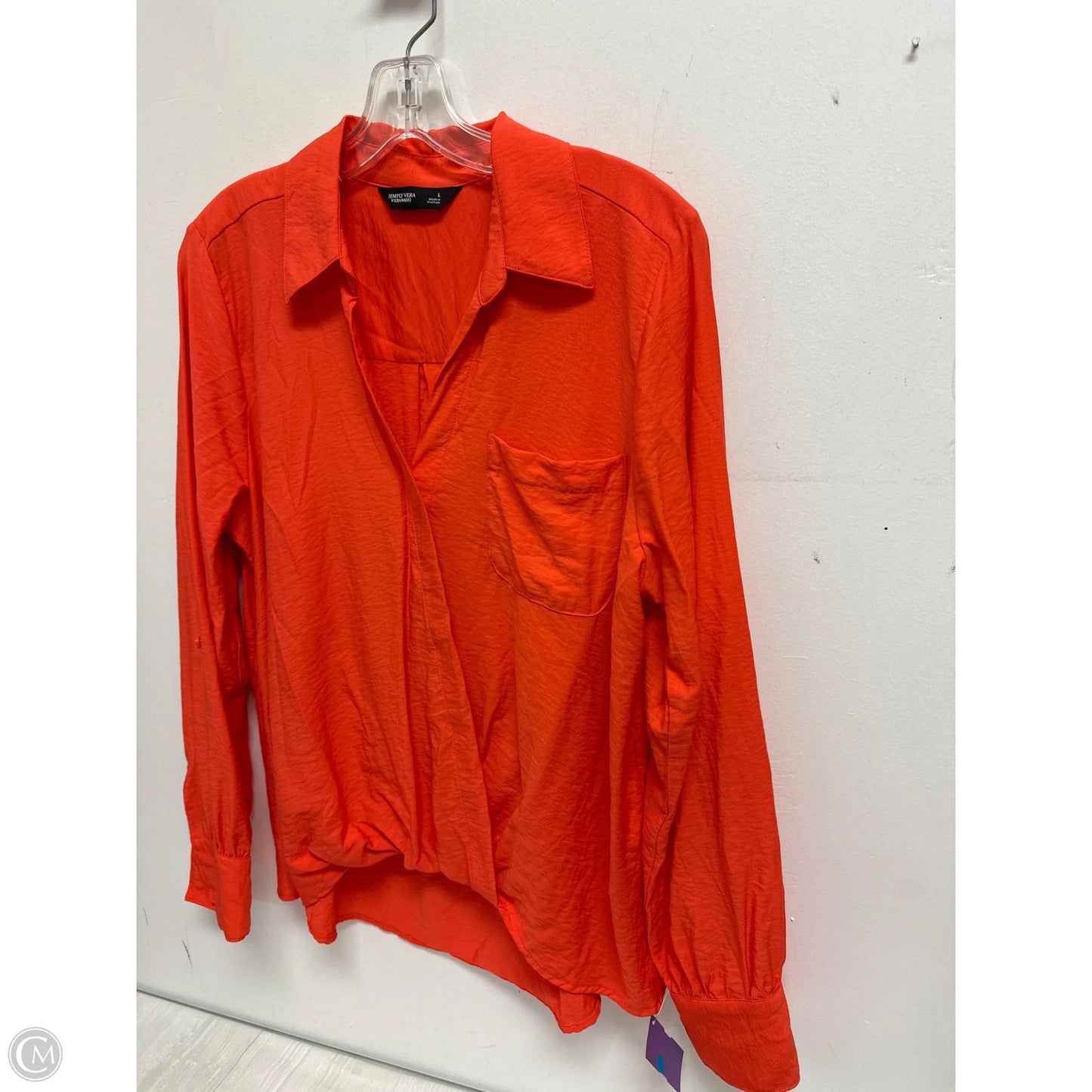 Top Long Sleeve By Simply Vera In Orange, Size: L