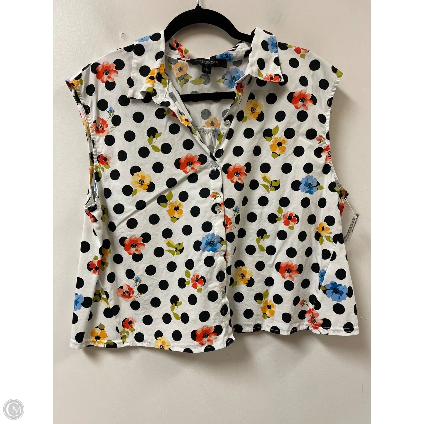 Blouse Sleeveless By Marc New York In Polkadot Pattern, Size: L