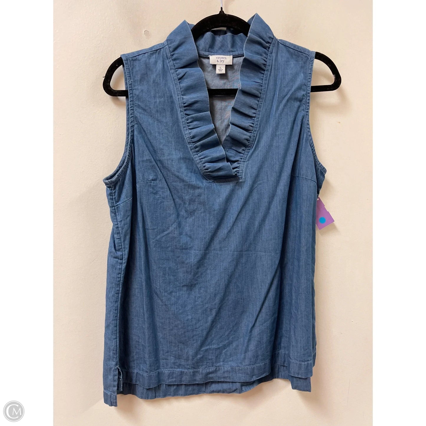 Top Sleeveless By Crown And Ivy In Blue, Size: L