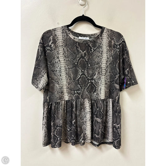 Top Short Sleeve By Zara In Snakeskin Print, Size: M