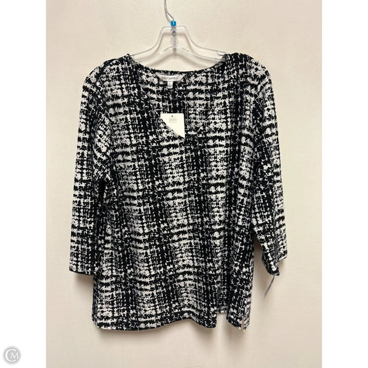 Top Long Sleeve By Emily Daniels In Black & White, Size: L
