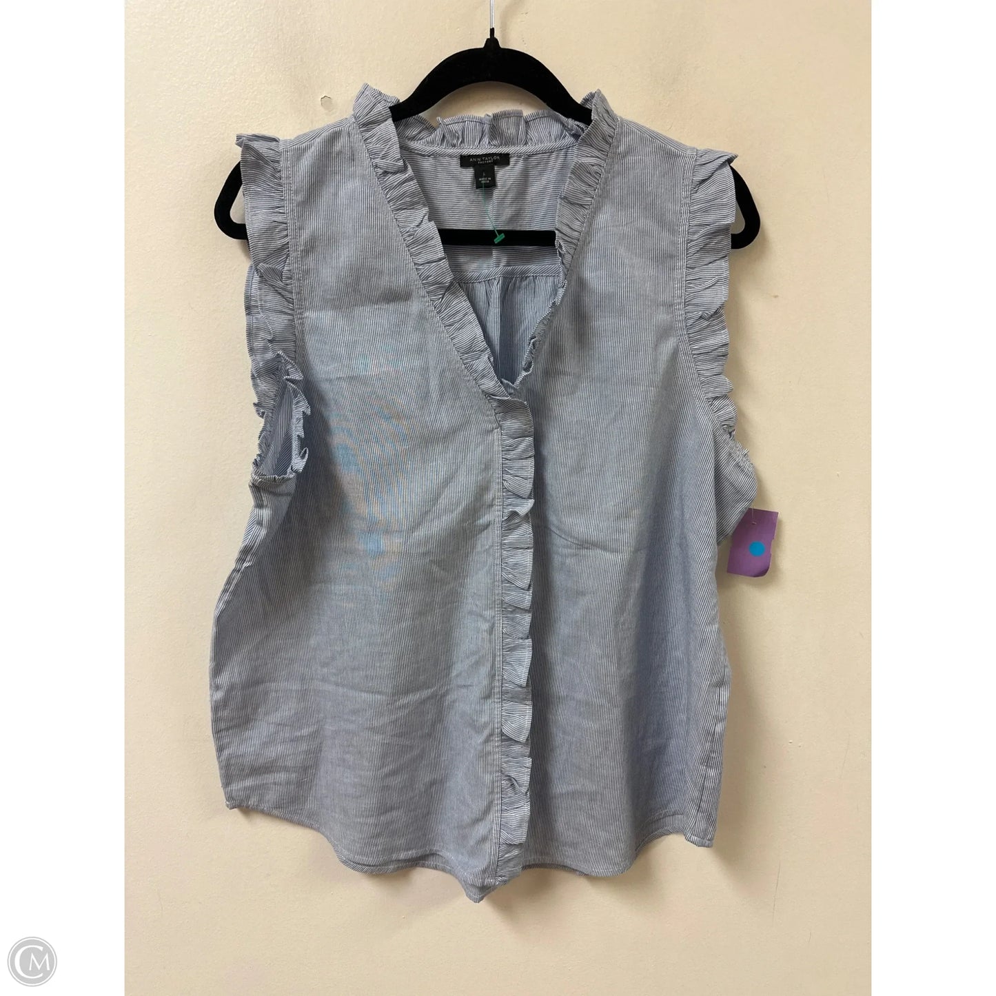 Top Sleeveless By Ann Taylor In Blue, Size: L