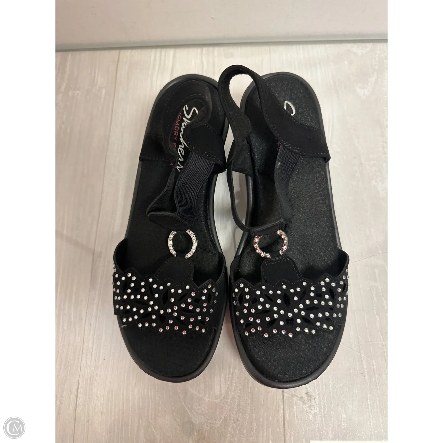 Sandals Heels Wedge By Skechers In Black, Size: 8