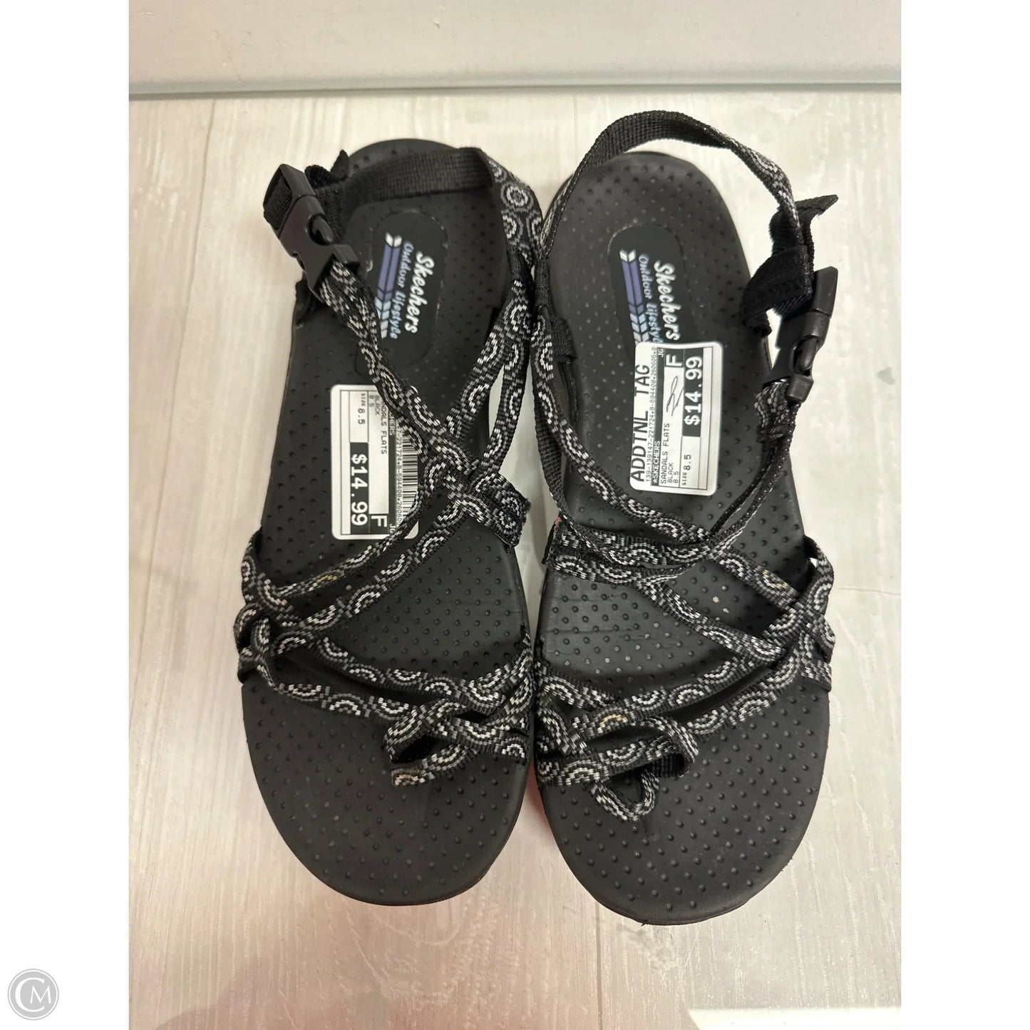 Sandals Flats By Skechers In Black, Size: 8.5
