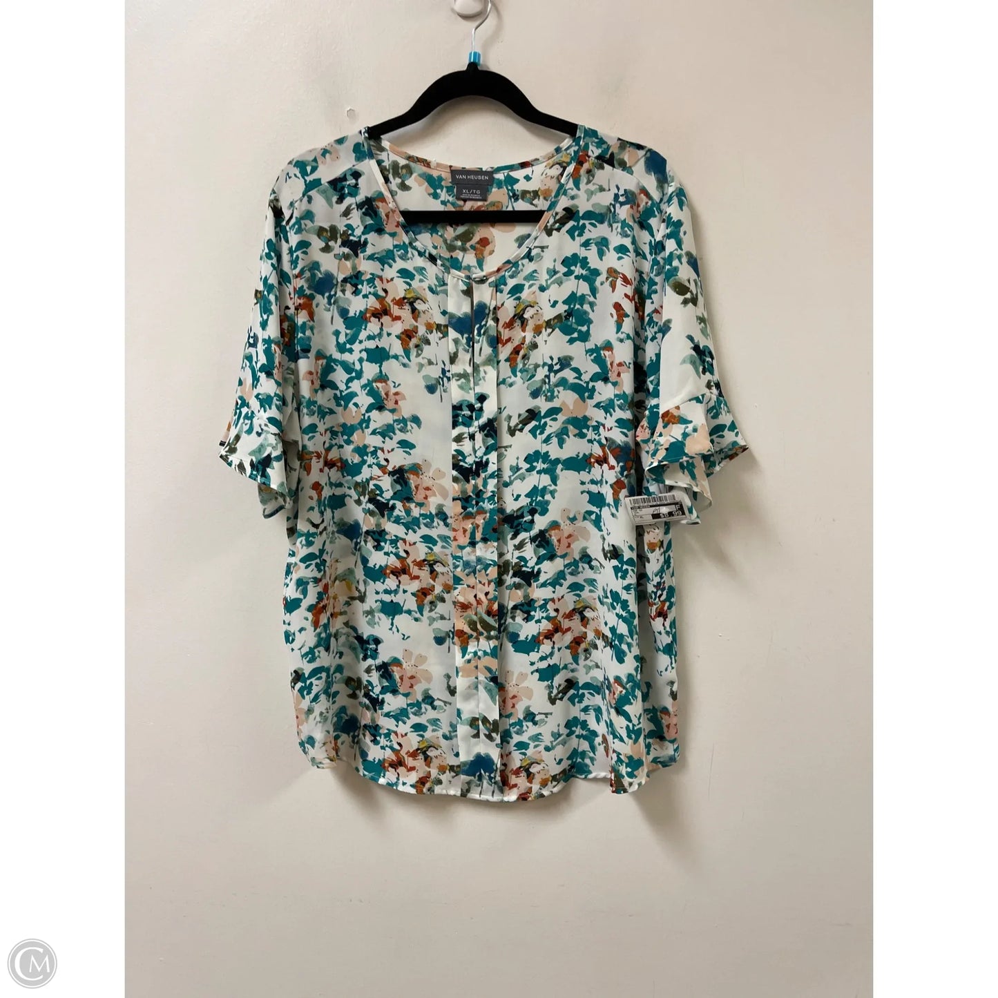 Top Short Sleeve By Van Heusen In Teal, Size: Xl