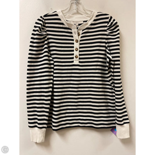 Top Long Sleeve By Loft In Black & White, Size: S